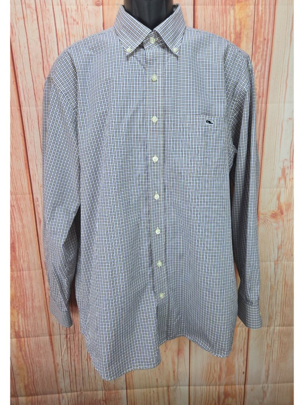 Vineyard Vines Classic Fit Yellow-Blue Plaid Tucker Shirt XL